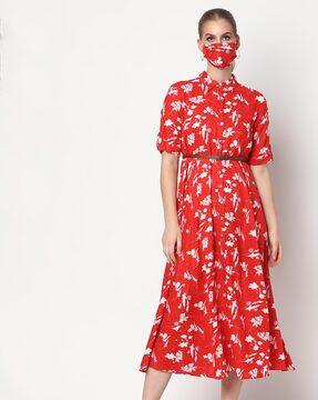 floral print dress with mask