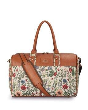 floral print duffle bag with belt