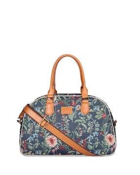 floral print duffle bag with detachable shoulder strap