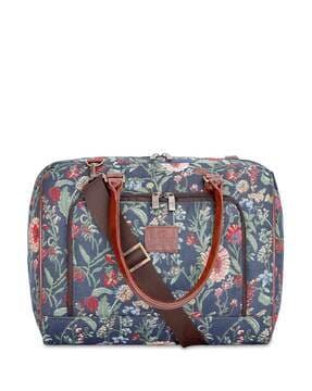 floral print duffle bag with detachable shoulder strap