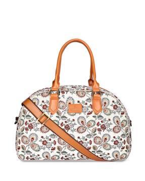 floral print duffle bag with detachable strap