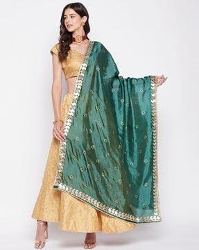 floral print dupatta with lace border
