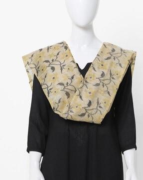 floral print dupatta with tassels