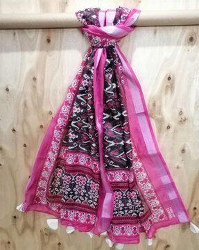 floral print dupatta with tassels