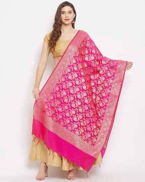 floral print dupatta with tassels