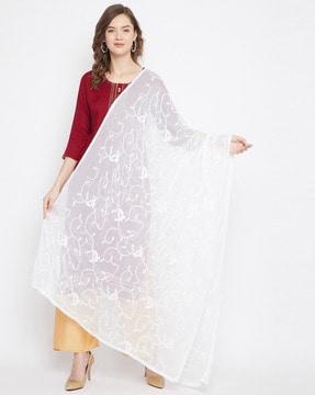 floral print embroidered dupatta