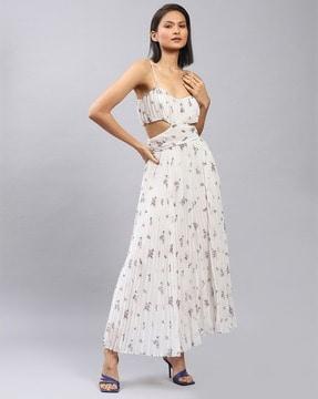 floral print empire dress with cut-outs