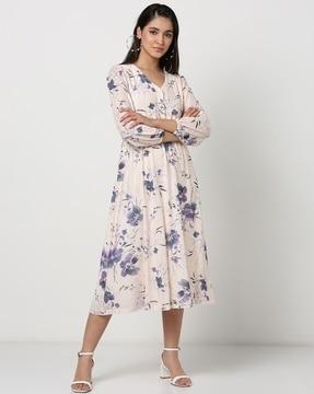 floral print fit & flare dres