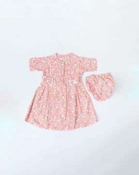 floral print fit & flare dress with bloomers