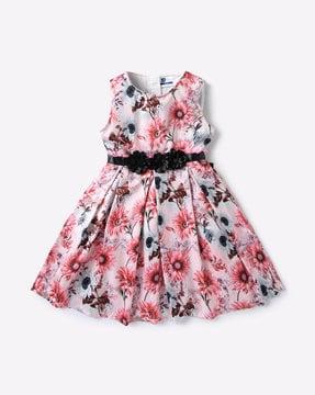 floral print fit & flare dress with florests