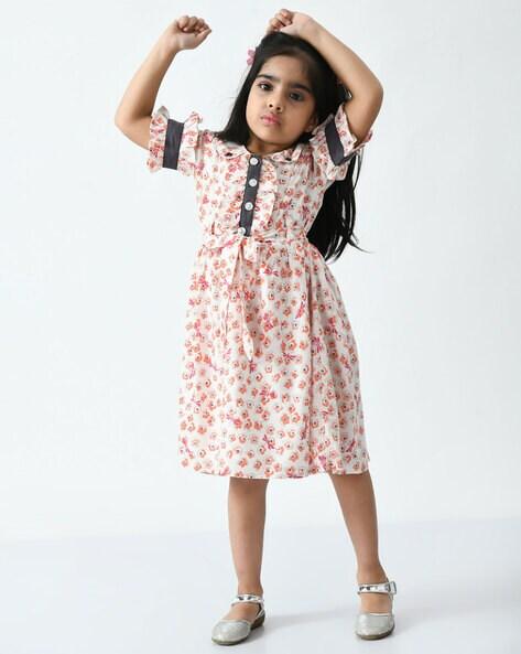 floral print fit & flare dress with tie-up