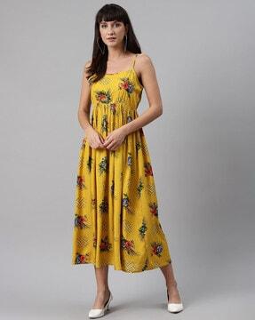 floral print fit & flare dress