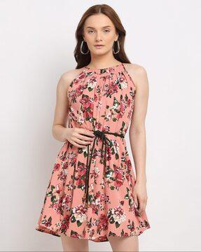 floral print fit & flare dress