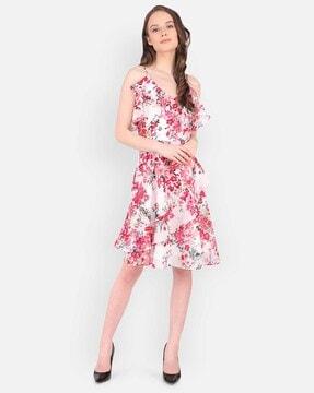 floral print fit & flare dress