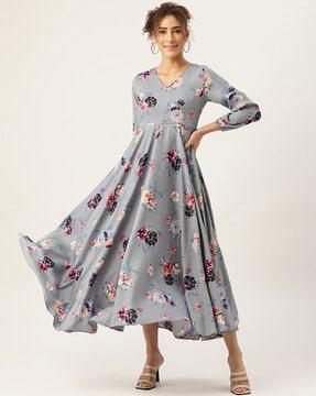 floral print fit & flare dress