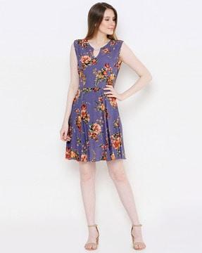 floral print fit & flare dress