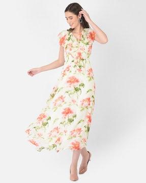 floral print fit & flare dress