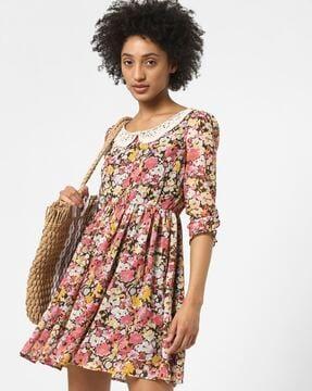 floral print fit & flare dress