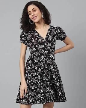 floral print fit & flare dress