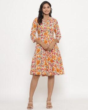 floral print fit & flare dress