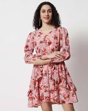 floral print fit & flare dress