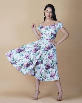 floral print fit & flare dress