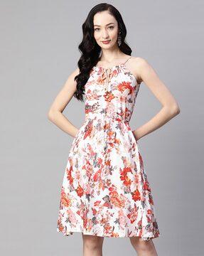 floral print fit & flare dress