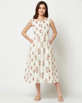 floral print fit & flare dress