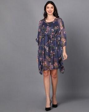 floral print fit & flare dress