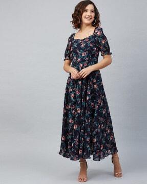 floral print fit & flare dress