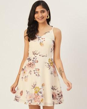 floral print fit & flare dress