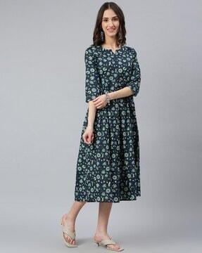 floral print fit & flare dress