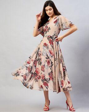 floral print fit & flare dress