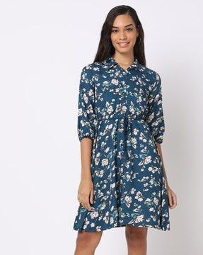 floral print fit & flare dress