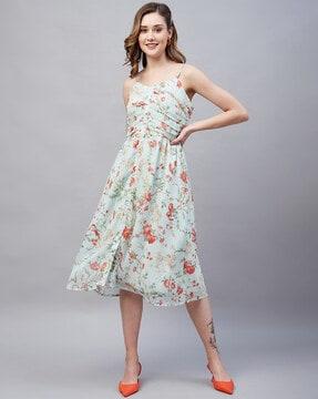 floral print fit & flare dress