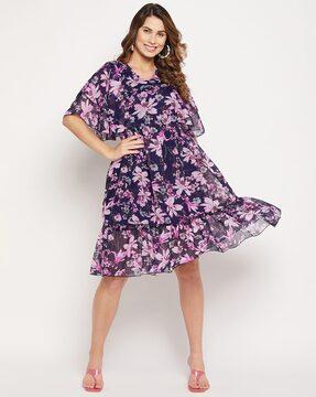 floral print fit & flare dress