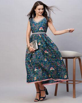 floral print fit & flare dress