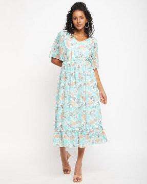 floral print fit & flare dress