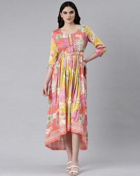 floral print fit & flare dress