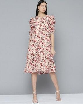 floral print fit & flare dress