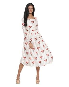 floral print fit & flare dress