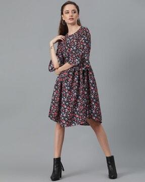 floral print fit & flare dress