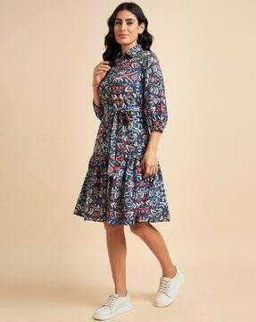 floral print fit & flare dress