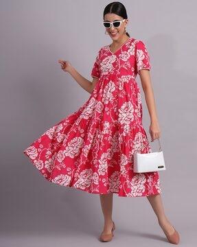 floral print fit & flare dress