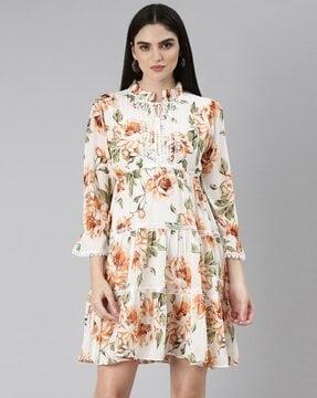 floral print fit & flare dress