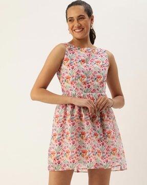 floral print fit & flare dress