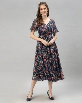 floral print fit & flare dress