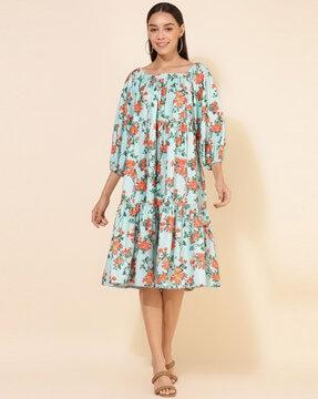 floral print fit & flare dress