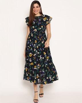 floral print fit & flare dress