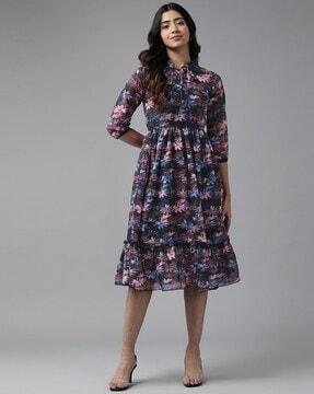 floral print fit & flare dress